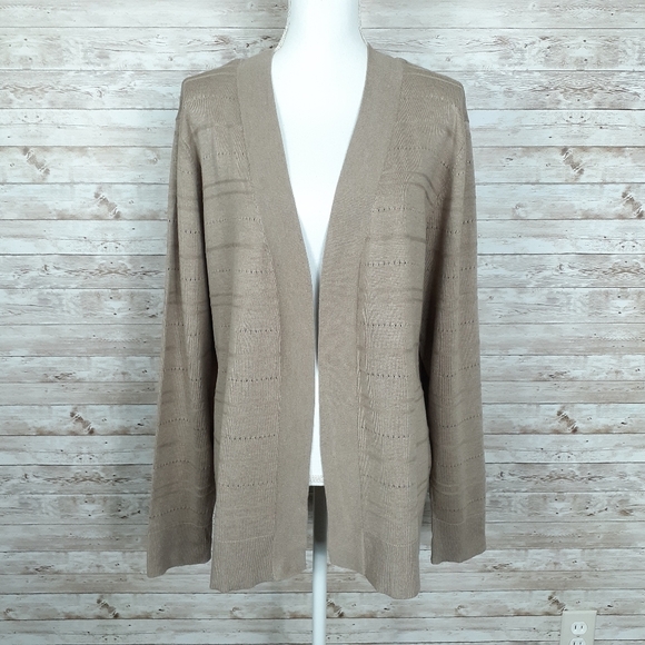 Karen Scott Open Front Cardigan XXL Tan 538 - Picture 1 of 6